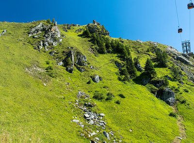 Dieses Bild zeigt den Klettersteig zum Tauernblick auf der Schlossalm im Sommer
