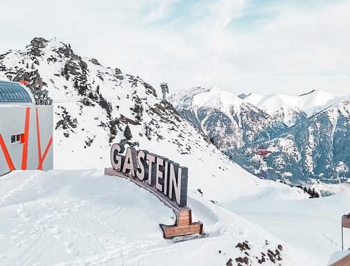 Gastein Fotopoint Gastein-Schriftzug bei der Schlossalmbahn-Bergstation