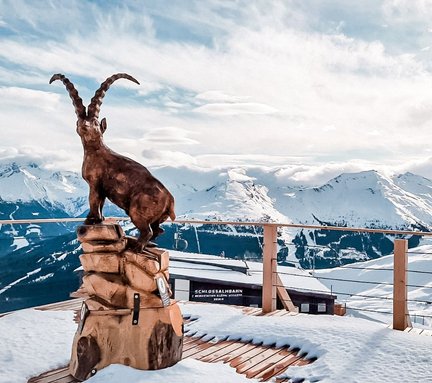 Steinbock-Figur bei der Schlossalmbahn-Bergstation