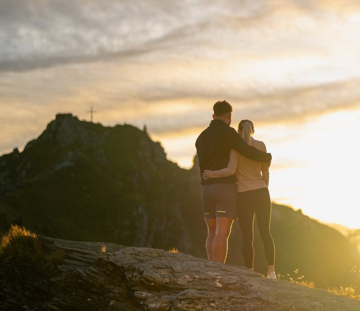 Sunset at the Schlossalm near the peak Hirschkarspitze